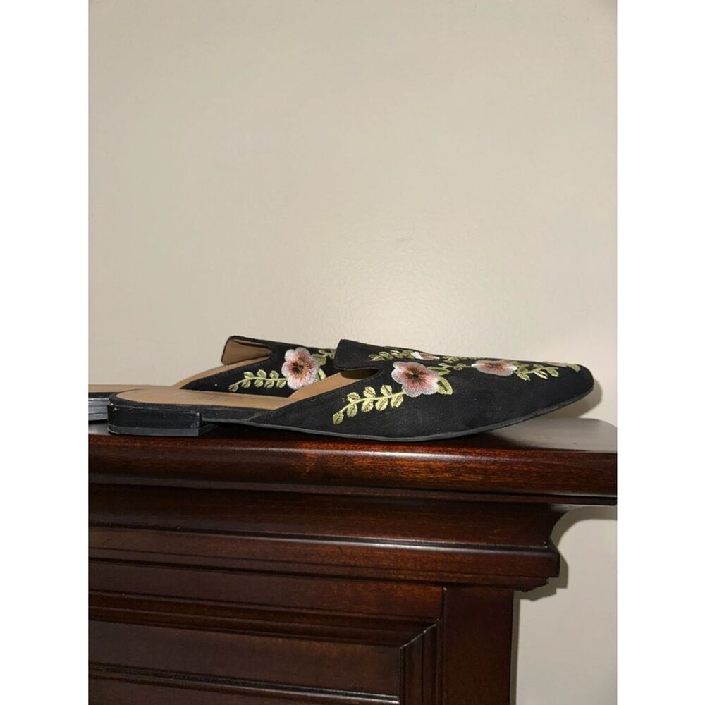 Franco Sarto 9 RUSSO 2 Black Pink White Green floral embroidered slip-on mules - Picture 3 of 10